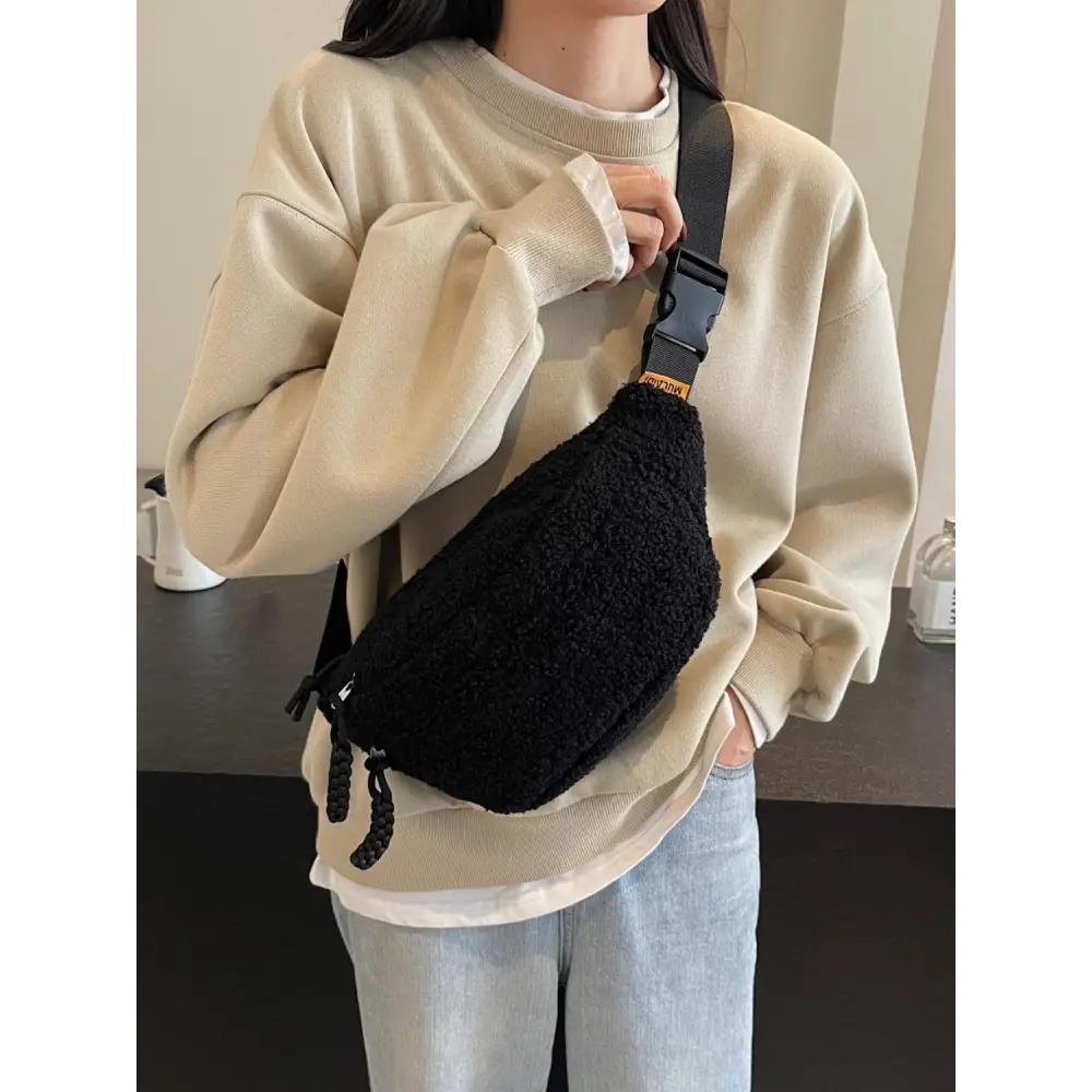 Yeppi Sherpa Crossbody Bag with Adjustable Strap for Cozy Style