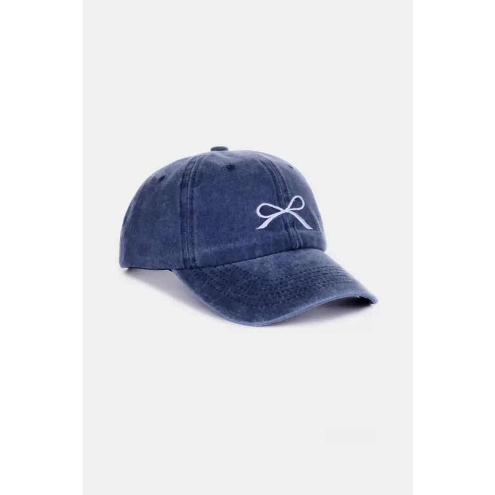 Zenana Bow Embroidered Washed Cotton Caps