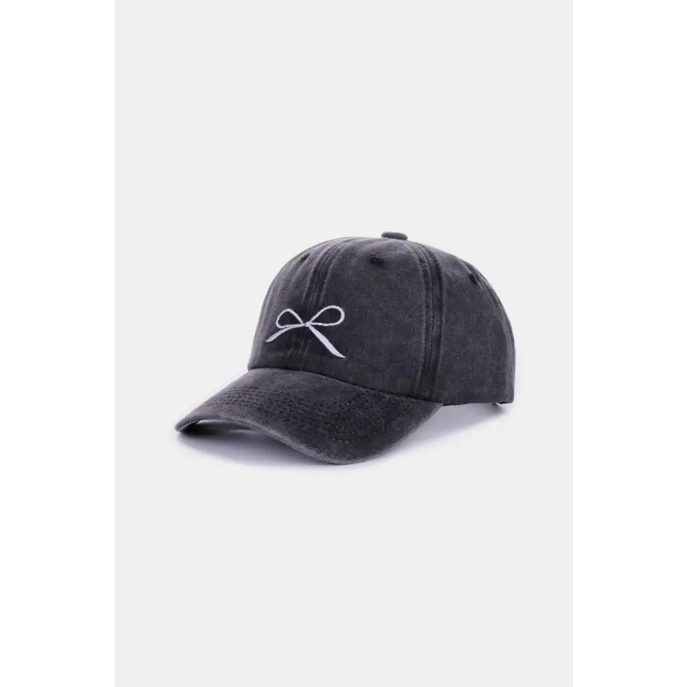 Zenana Bow Embroidered Washed Cotton Caps