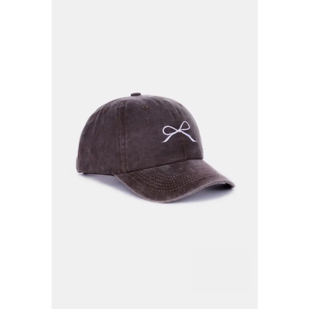 Zenana Bow Embroidered Washed Cotton Caps