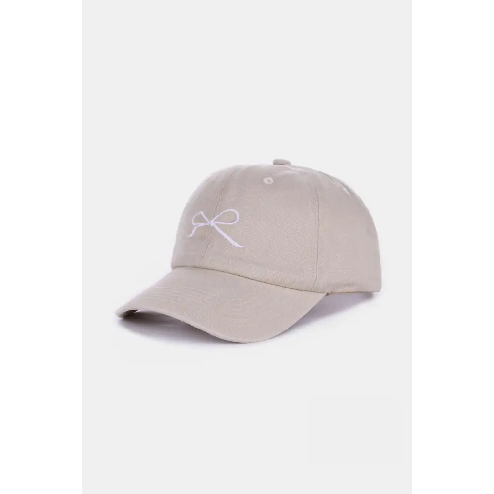 Zenana Bow Embroidered Washed Cotton Caps