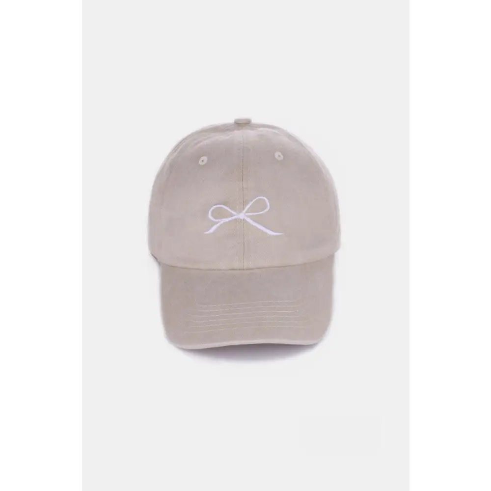 Zenana Bow Embroidered Washed Cotton Caps