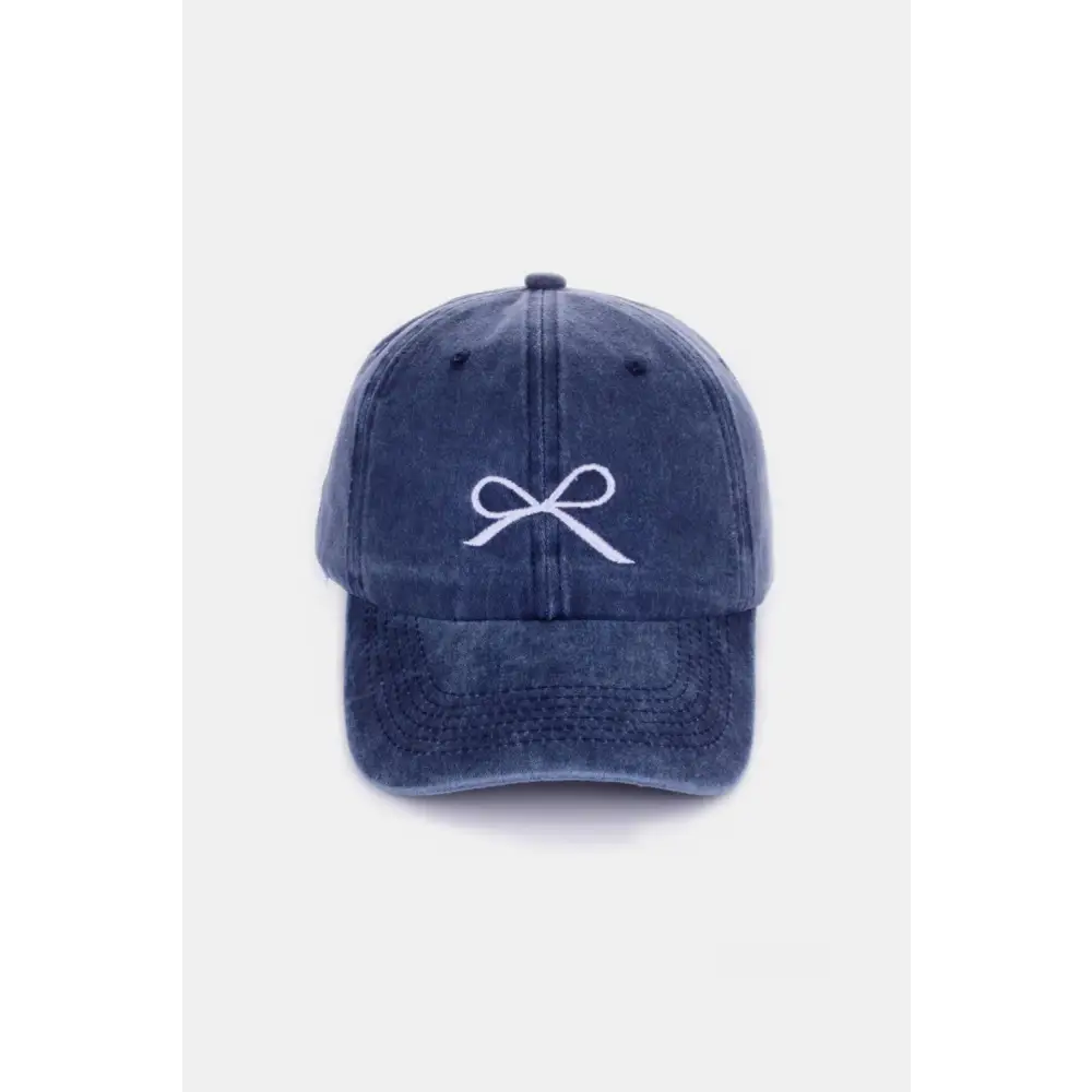 Zenana Bow Embroidered Washed Cotton Caps