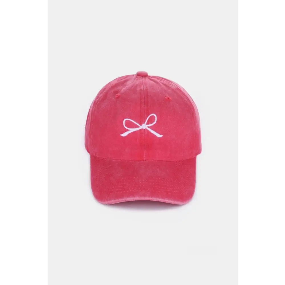 Zenana Bow Embroidered Washed Cotton Caps