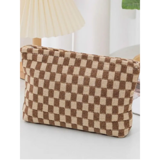 Zenana Checkered Makeup Clutch Bag - CM Fashion