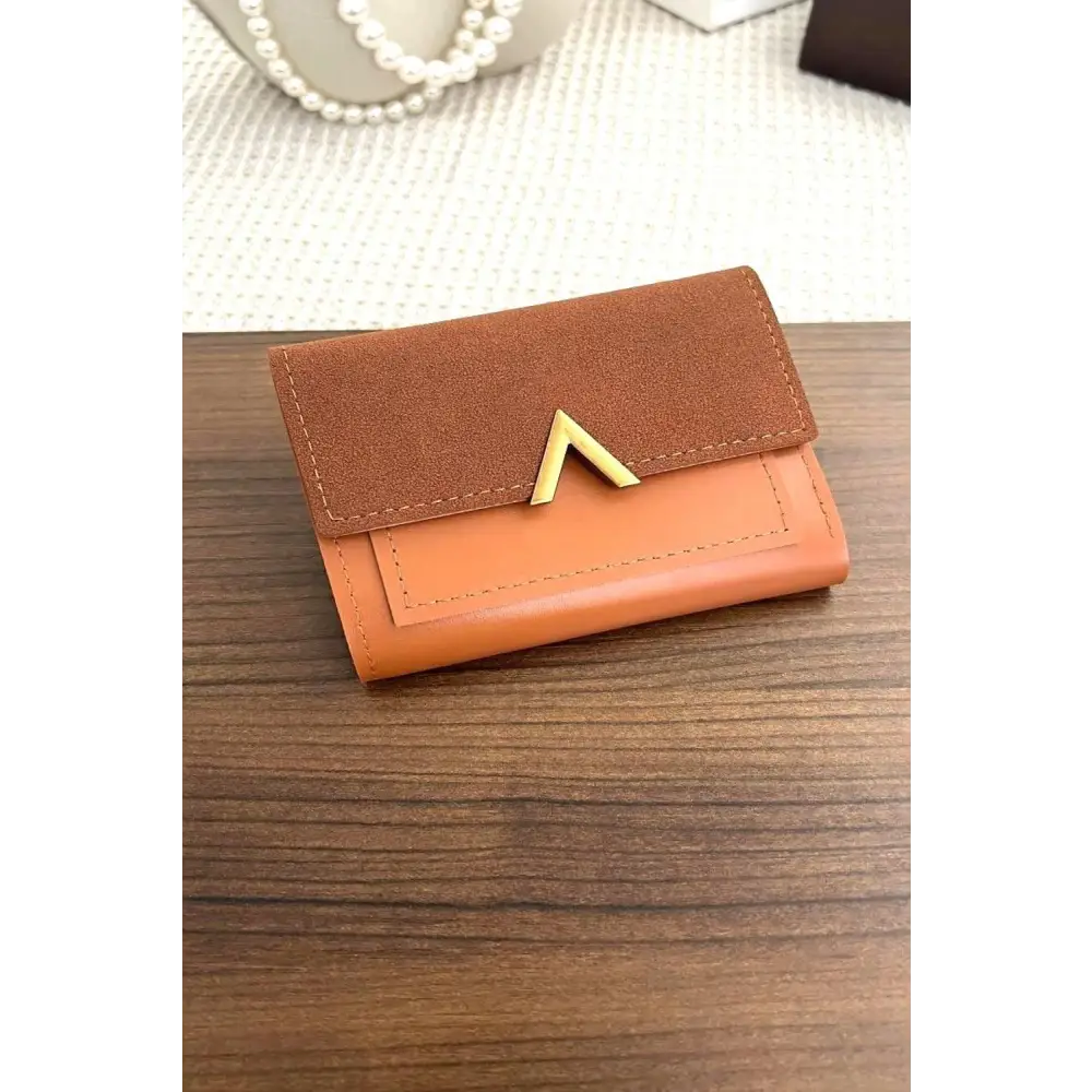 Sleek Zenana Compact Trifold Wallet with Luxe Gold Accent