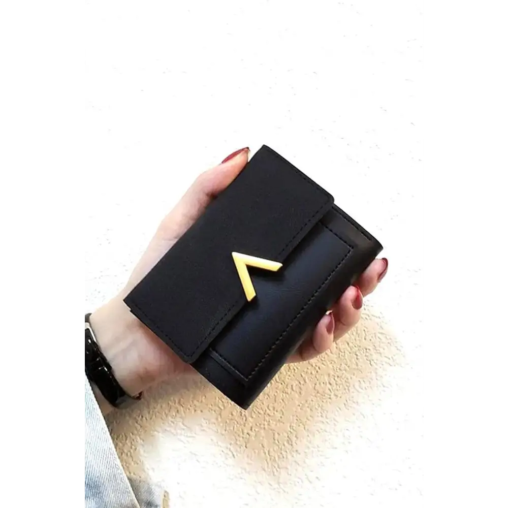 Sleek Zenana Compact Trifold Wallet with Luxe Gold Accent