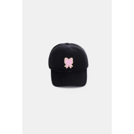 Zenana Ribbon Bow Chenille Patch Baseball Cap - CM Fashion