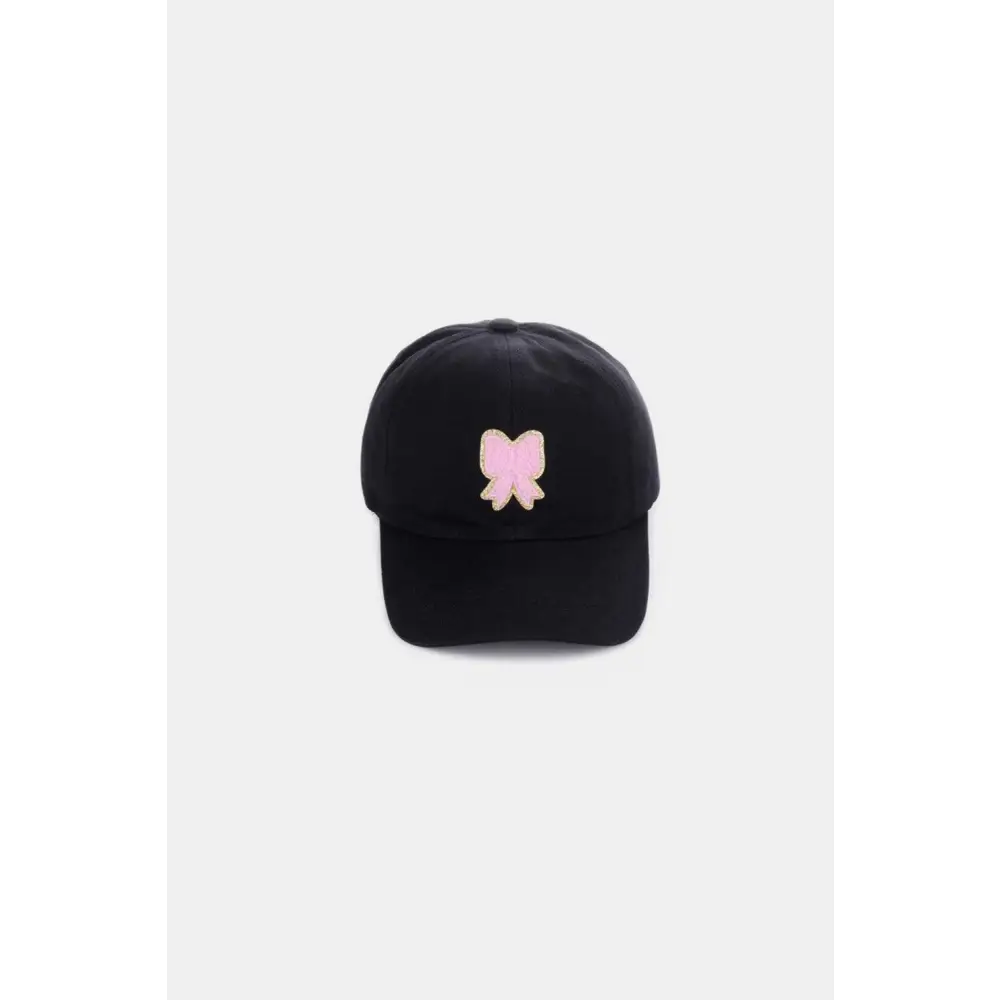 Zenana Ribbon Bow Chenille Patch Baseball Cap