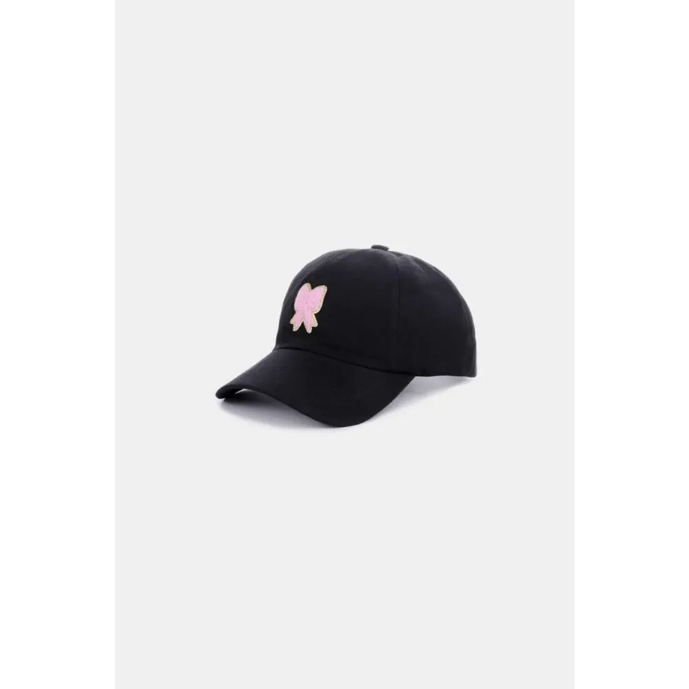 Zenana Ribbon Bow Chenille Patch Baseball Cap